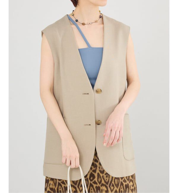 IENA「《セットアップ対応》ウォッシャブル シャークツイード ジレ」|その他|