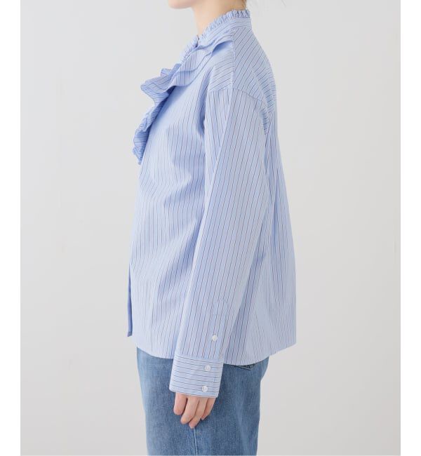 SLOBE IENA「フロントフリルストライプブラウス」|シャツ・ブラウス|