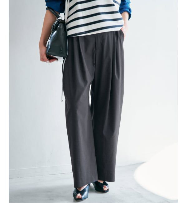 IENA「ウォッシャブル リネンミックスコクーンスラックス」|スラックス|ブラック