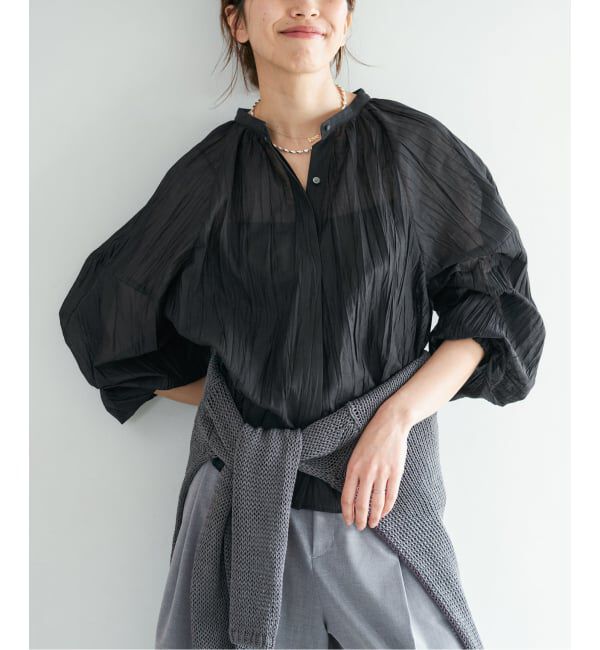 IENA「ランダムプリーツブラウス」|シャツ・ブラウス|ブラック