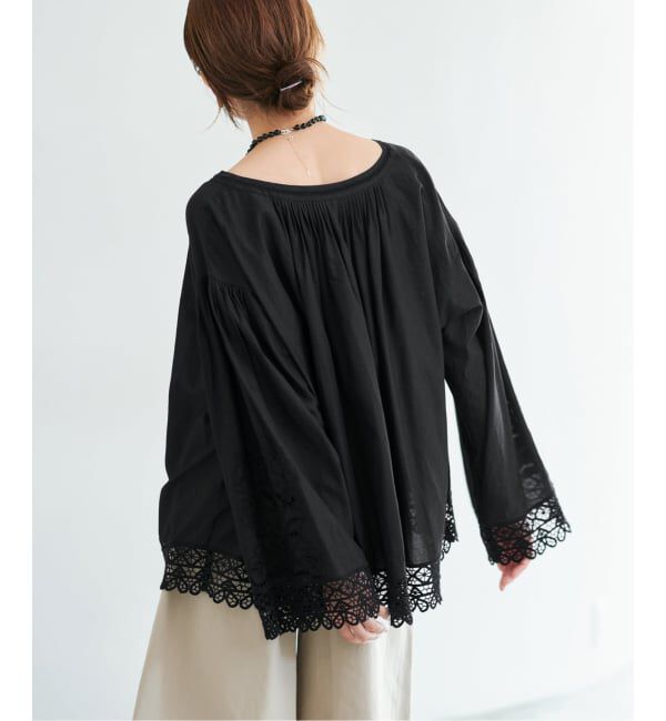 IENA「カットワークレースブラウス」|シャツ・ブラウス|ブラック