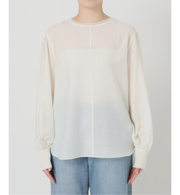 IENA「クルーネックシアーリブブラウス」|シャツ・ブラウス|