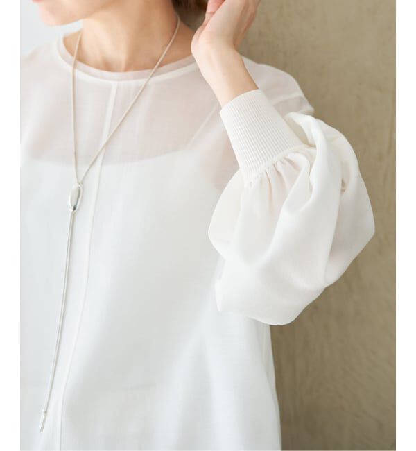 IENA「クルーネックシアーリブブラウス」|シャツ・ブラウス|ホワイト