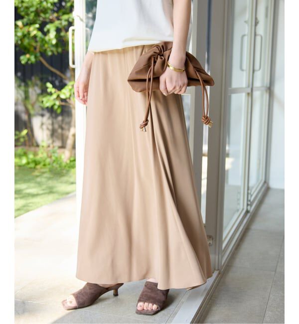 SLOBE IENA「《3サイズ展開/シリーズあり/追加予約》フィブリルマーメイドフレアスカート」|スカート|ベージュ