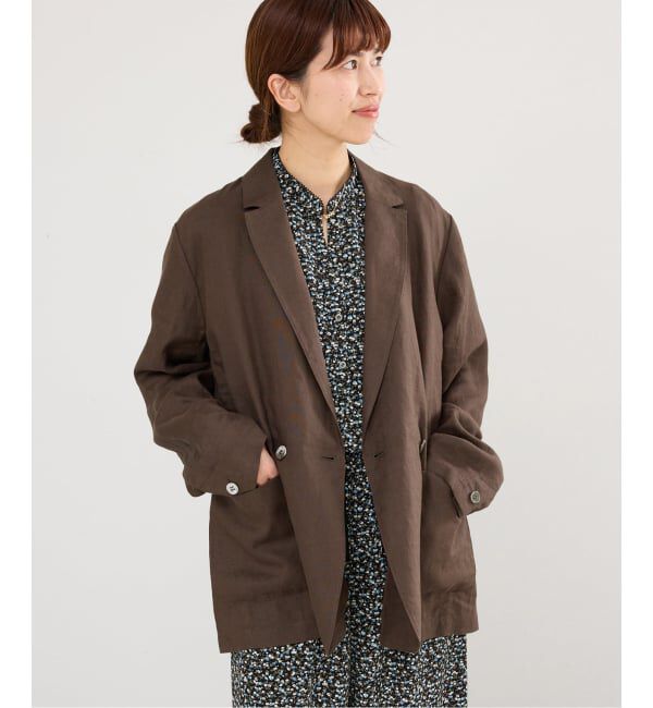 IENA「《追加予約》ウォッシャブル ソフトリネン リラックスジャケット」|テーラードジャケット|