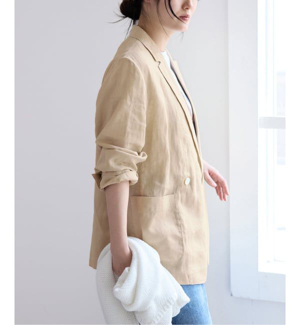IENA「《追加予約》ウォッシャブル ソフトリネン リラックスジャケット」|テーラードジャケット|