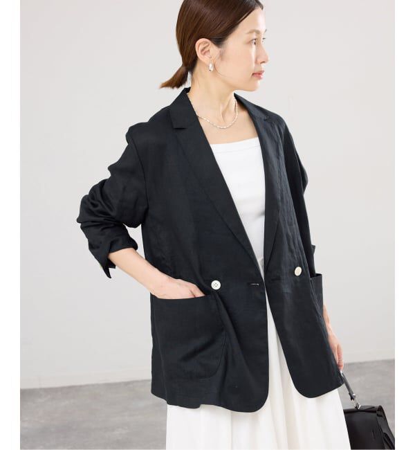 IENA「《追加予約》ウォッシャブル ソフトリネン リラックスジャケット」|テーラードジャケット|