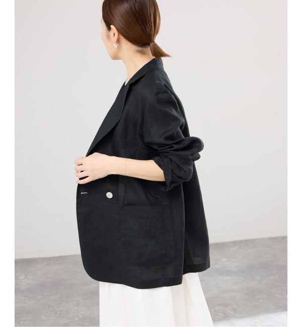 IENA「《追加予約》ウォッシャブル ソフトリネン リラックスジャケット」|テーラードジャケット|