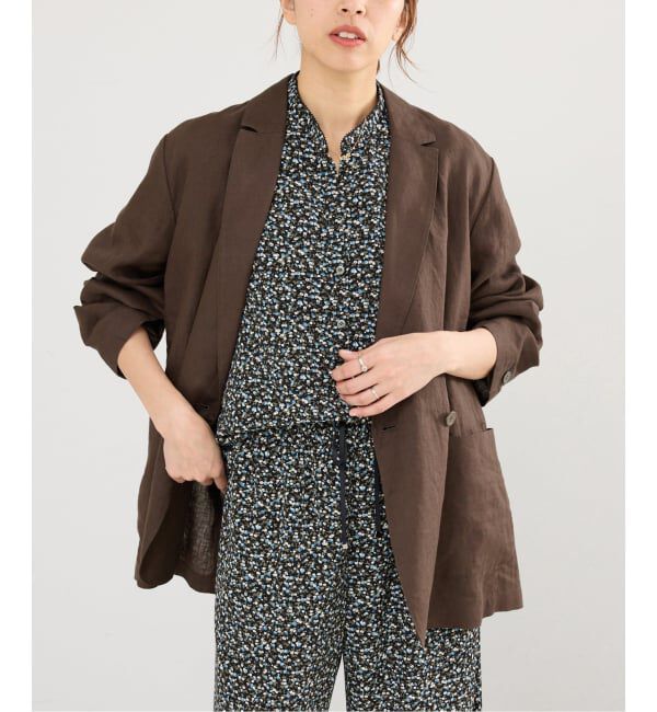 IENA「《追加予約》ウォッシャブル ソフトリネン リラックスジャケット」|テーラードジャケット|