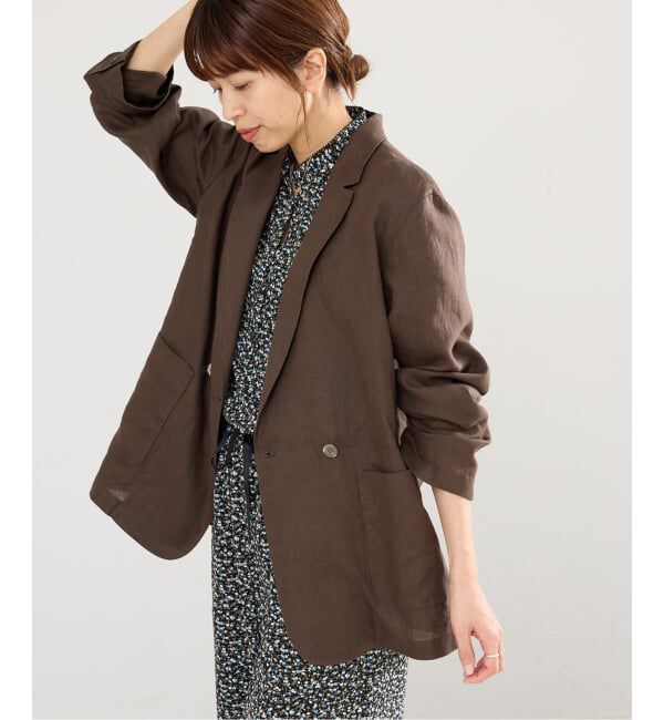 IENA「《追加予約》ウォッシャブル ソフトリネン リラックスジャケット」|テーラードジャケット|