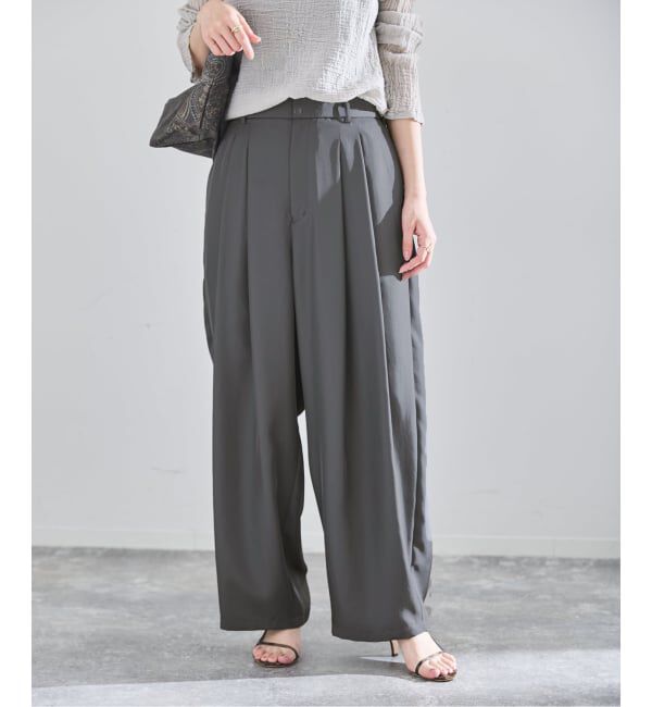 IENA「《洗濯機洗い可/予約》UVカット/接触冷感 ツイルコクーンスラックス」|スラックス|