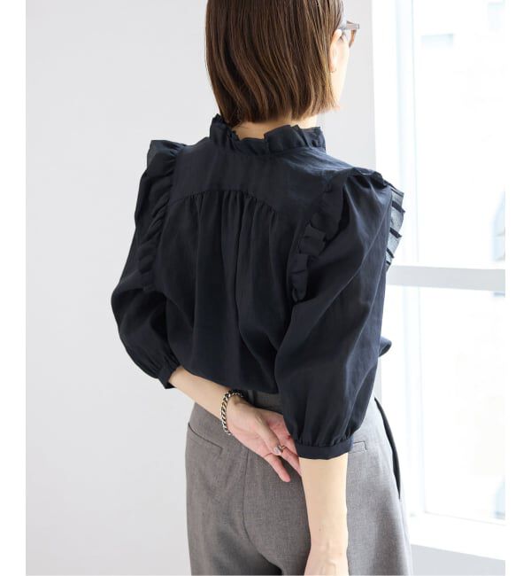 IENA「《予約/一部店舗限定》 コットンシュリンク7分袖ブラウス」|シャツ・ブラウス|