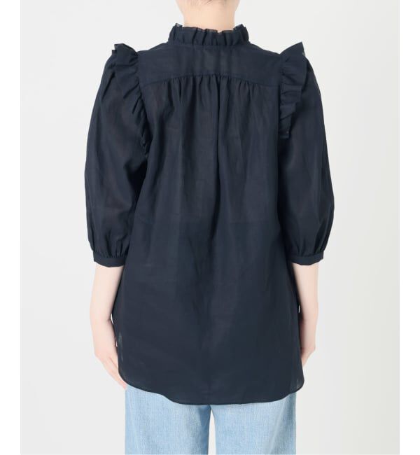 IENA「《予約/一部店舗限定》 コットンシュリンク7分袖ブラウス」|シャツ・ブラウス|