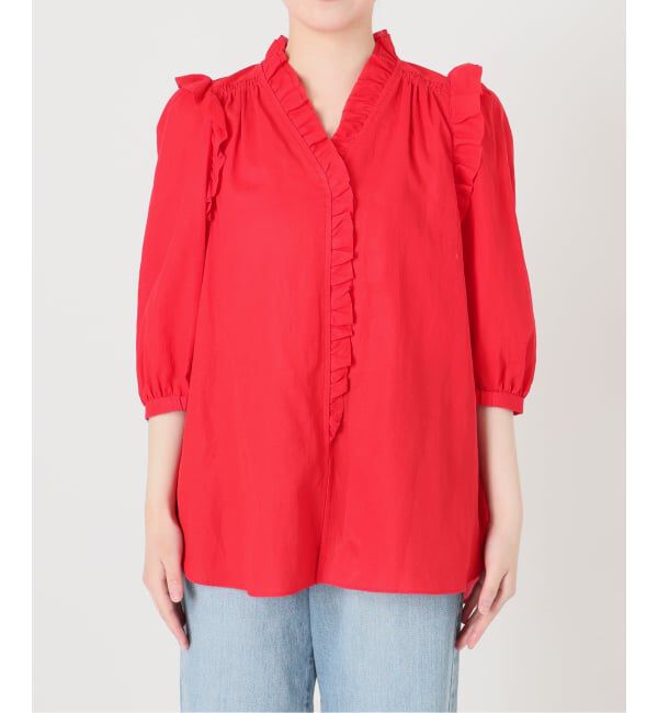 IENA「《予約/一部店舗限定》 コットンシュリンク7分袖ブラウス」|シャツ・ブラウス|