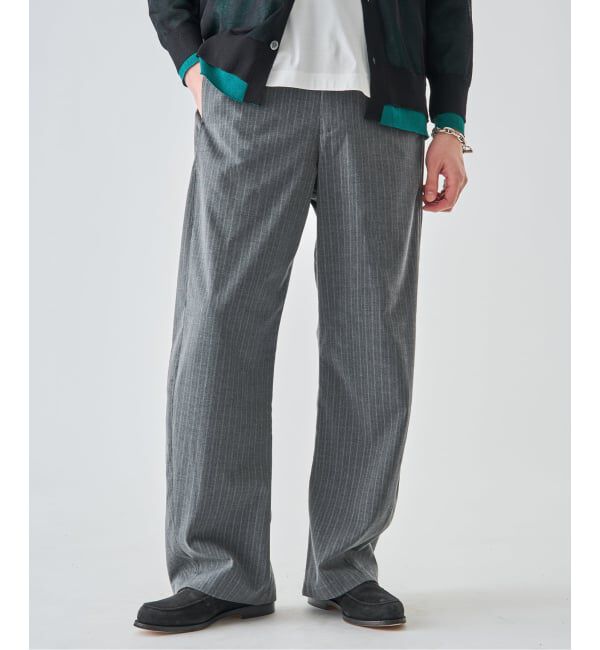 EDIFICE「クリアスストライプ 3D フィット トラウザー」|スラックス|グレー