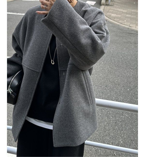 JOURNAL STANDARD「スーパー140ビーバーノーカラーショートコート」|ノーカラーコート|