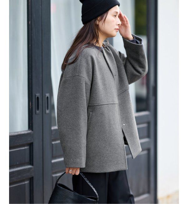 JOURNAL STANDARD「スーパー140ビーバーノーカラーショートコート」|ノーカラーコート|