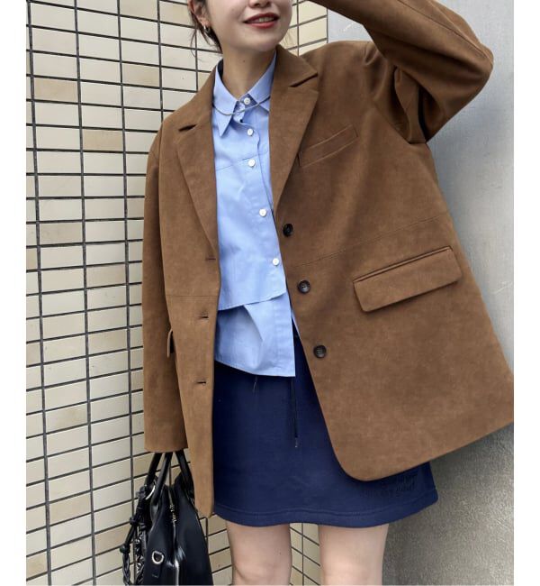 JOURNAL STANDARD「フェイクレザー/フェイクスエードジャケット」|ライダースジャケット|キャメル