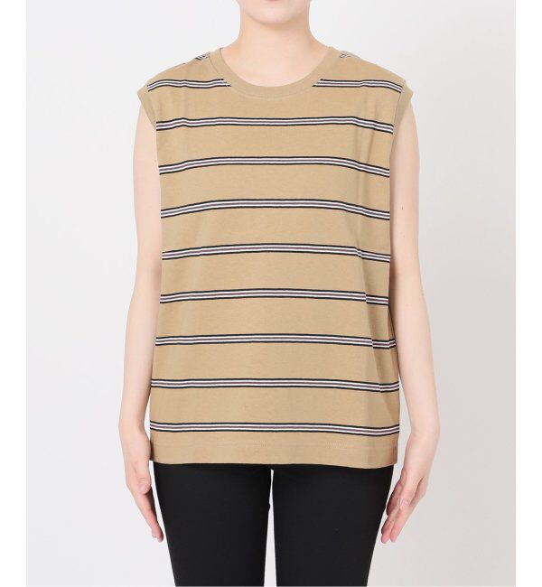 JOURNAL STANDARD「《追加4》汗ジミ防止天竺ボーダーノースリーブ」|Tシャツ・カットソー|