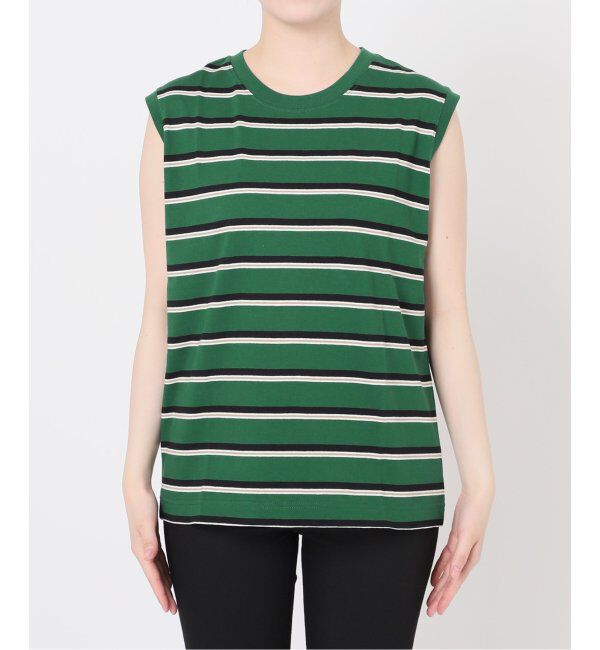 JOURNAL STANDARD「《追加4》汗ジミ防止天竺ボーダーノースリーブ」|Tシャツ・カットソー|