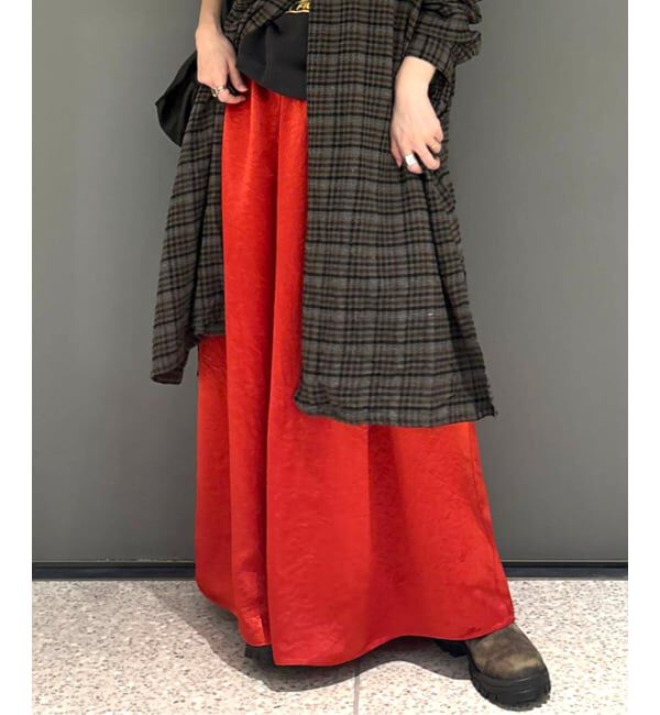 journal standard luxe「ヴィンテージサテン ギャザースカート」|スカート|レッド