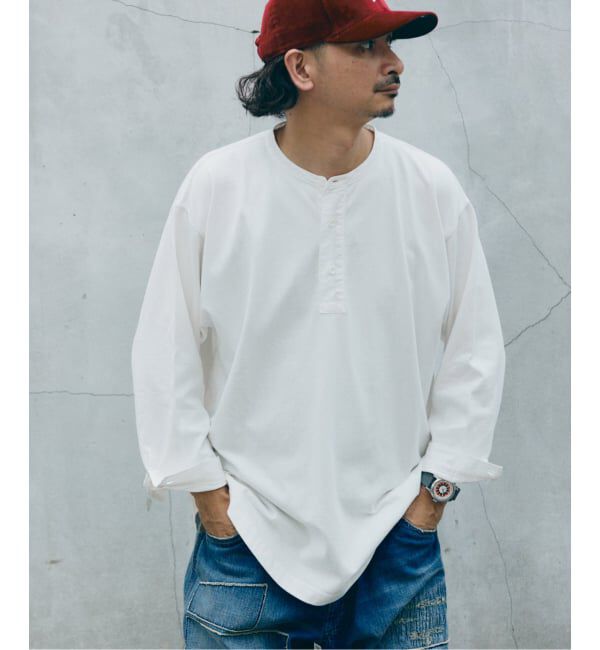 JOURNAL STANDARD relume「ガーメントダイ スリーピング ヘンリーネック Tシャツ」|Tシャツ・カットソー|ホワイト