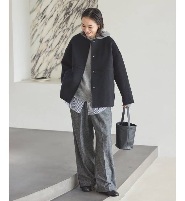 JOURNAL STANDARD「《追加5》スーパー140ビーバーノーカラーショートコート」|ノーカラーコート|