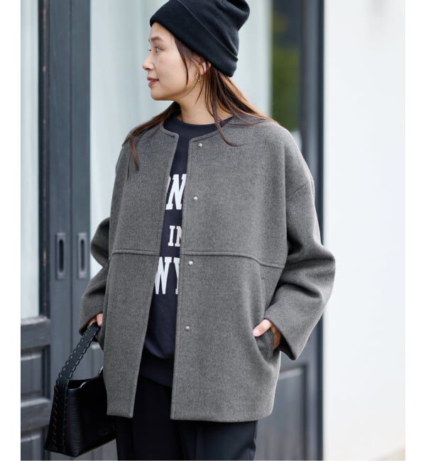 JOURNAL STANDARD「《追加5》スーパー140ビーバーノーカラーショートコート」|ノーカラーコート|