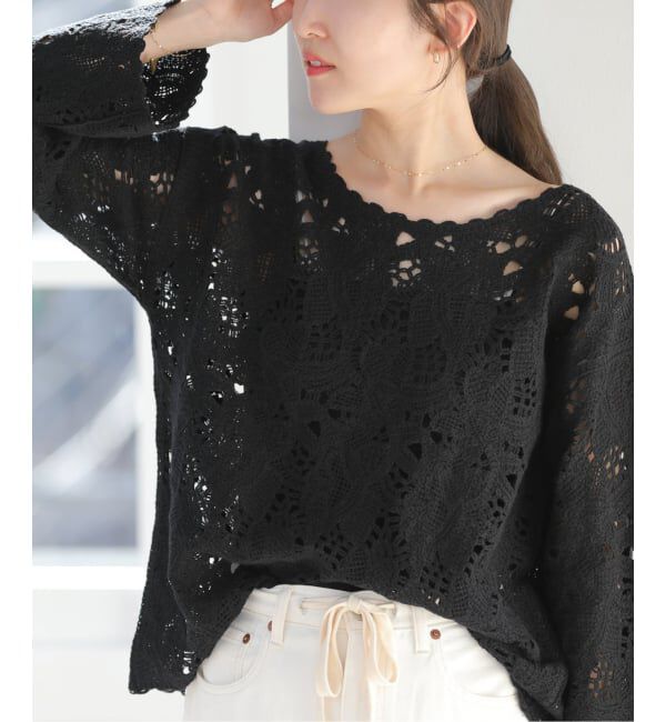 JOURNAL STANDARD relume「エンブロイダリークロシェレースプルオーバー」|ニット・セーター|ブラック