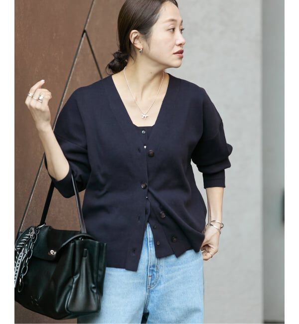 JOURNAL STANDARD「コットンシルクミックスVカーディガン」|カーディガン|ネイビー