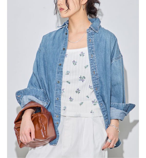 journal standard L'essage「【JANE SMITH/ジェーンスミス】COTTON EYELET RIB FLOWER UP D：キャミソール」|キャミソール|