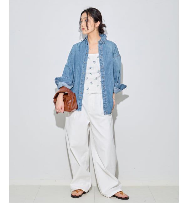 journal standard L'essage「【JANE SMITH/ジェーンスミス】COTTON EYELET RIB FLOWER UP D：キャミソール」|キャミソール|