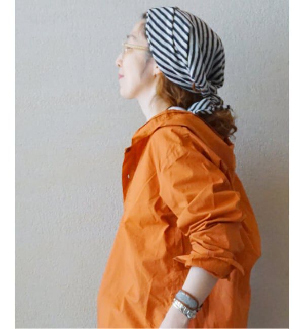 journal standard luxe「【ARMEN】 COTTON STRIPE TRIANGLE SCARF」|バンダナ・スカーフ|グレー