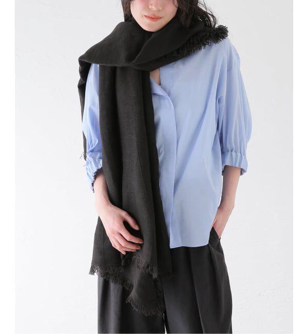 journal standard L'essage「【ASAUSE MELER/アソースメレ】ベルギーリネンフリンジストール」|ストール|ブラック
