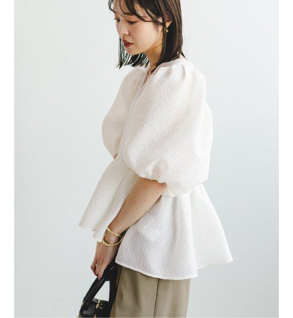 NOBLE「《追加》【洗える】シアーノイズジャガードブラウス」|シャツ・ブラウス|