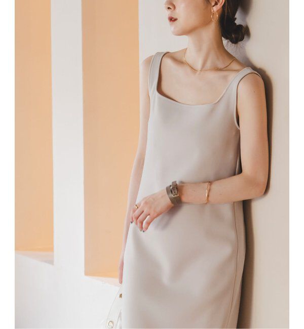 NOBLE「《追加》【洗える】ニットライクジョーゼット2wayワンピース」|ワンピース|