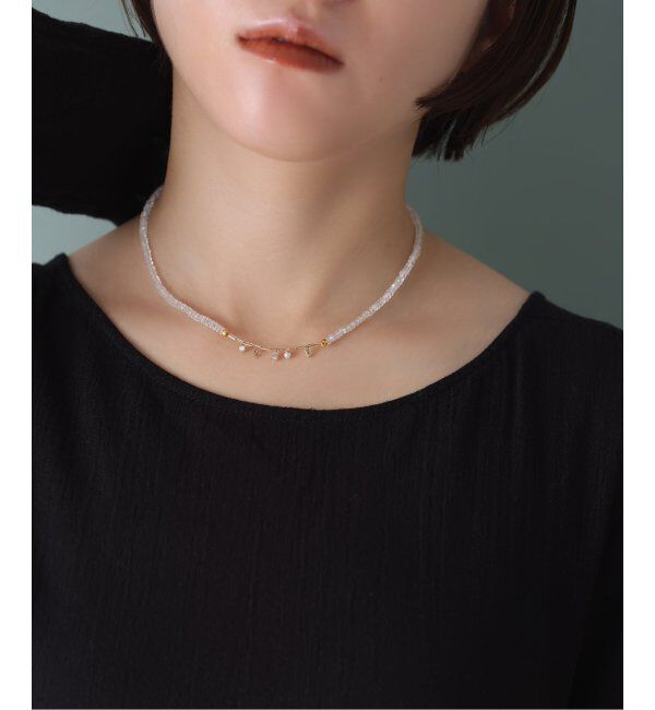 Lilas by Spick&Span「トパーズビーズチェーンモチーフネックレス K10」|ネックレス|ゴールド