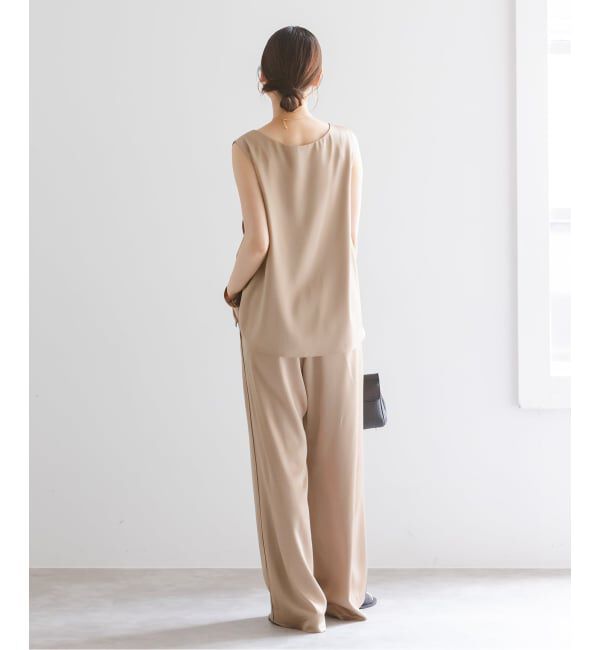 NOBLE「【洗える】ルナサテンベルテッドパンツ」|スラックス|