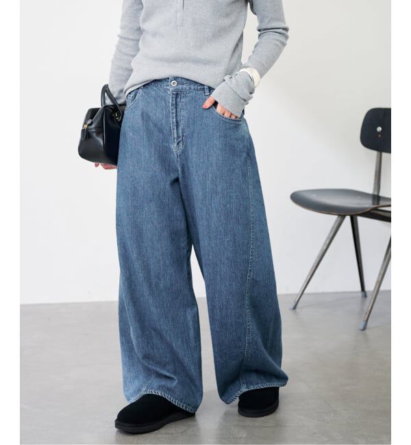 FRAMeWORK「バレルフォルムデニムパンツ」|デニム|ブルー