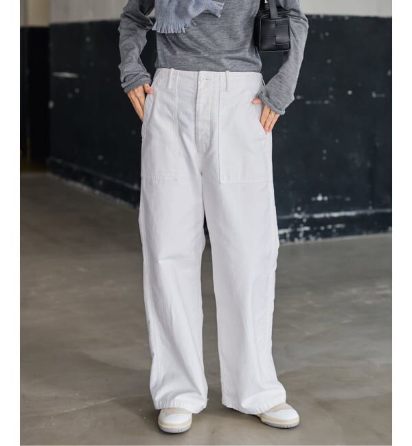 FRAMeWORK「≪一部カラーWEB限定≫ミリタリースラブバックサテンベイカーパンツ」|カーゴ|ホワイト