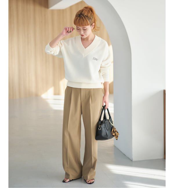 Spick and Span「ドレープチノ1タックストレートパンツ」|チノ|