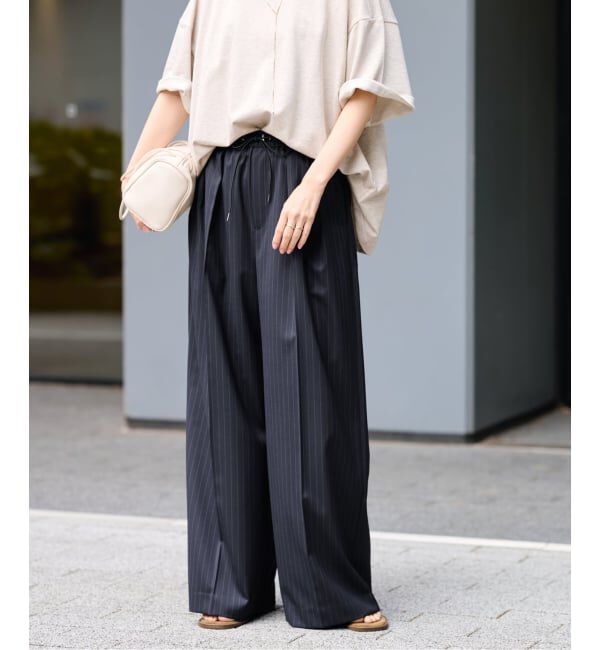 FRAMeWORK「TWストライプワイドパンツ」|スラックス|