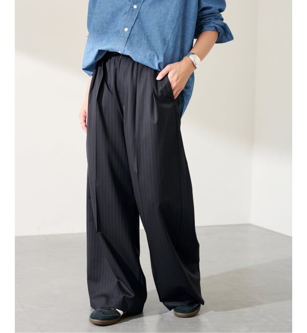 FRAMeWORK「TWストライプワイドパンツ」|スラックス|