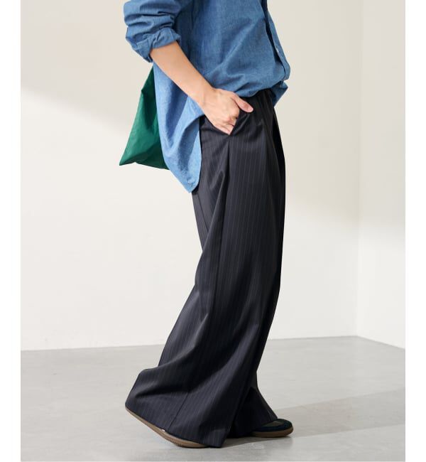 FRAMeWORK「TWストライプワイドパンツ」|スラックス|