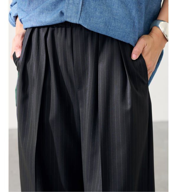 FRAMeWORK「TWストライプワイドパンツ」|スラックス|