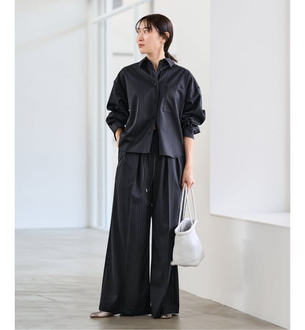 FRAMeWORK「TWストライプワイドパンツ」|スラックス|