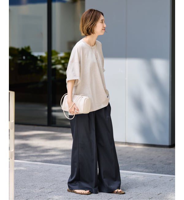 FRAMeWORK「TWストライプワイドパンツ」|スラックス|