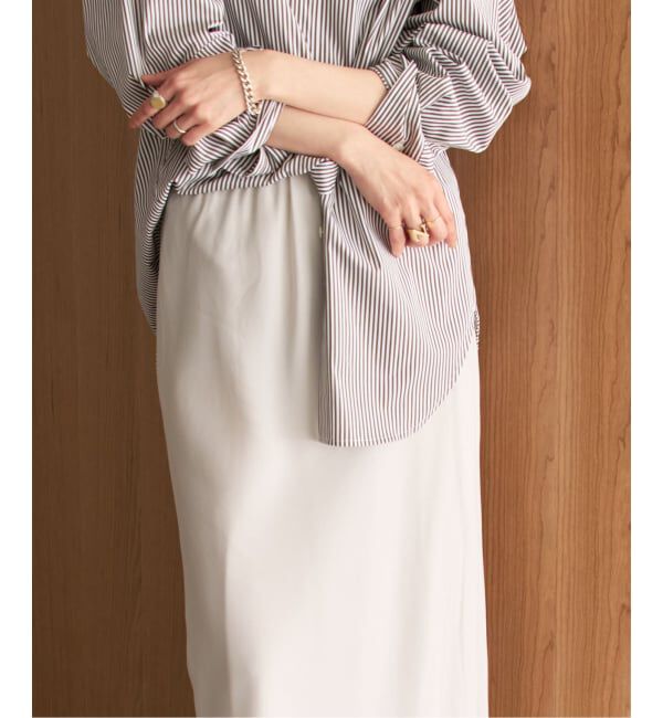 NOBLE「《新色・追加》キュプラサテンナローAラインスカート」|スカート|