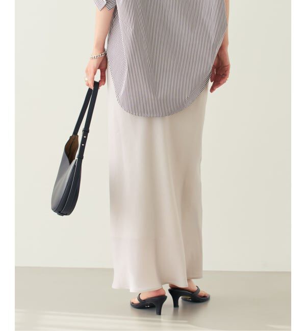 NOBLE「《新色・追加》キュプラサテンナローAラインスカート」|スカート|