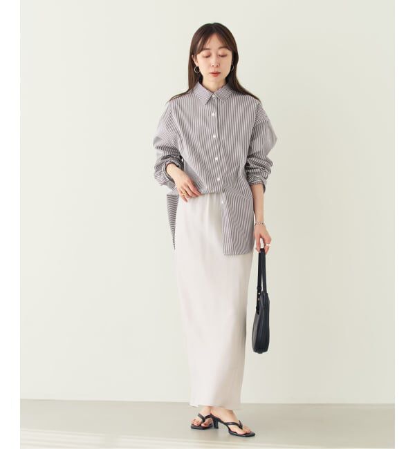 NOBLE「《新色・追加》キュプラサテンナローAラインスカート」|スカート|